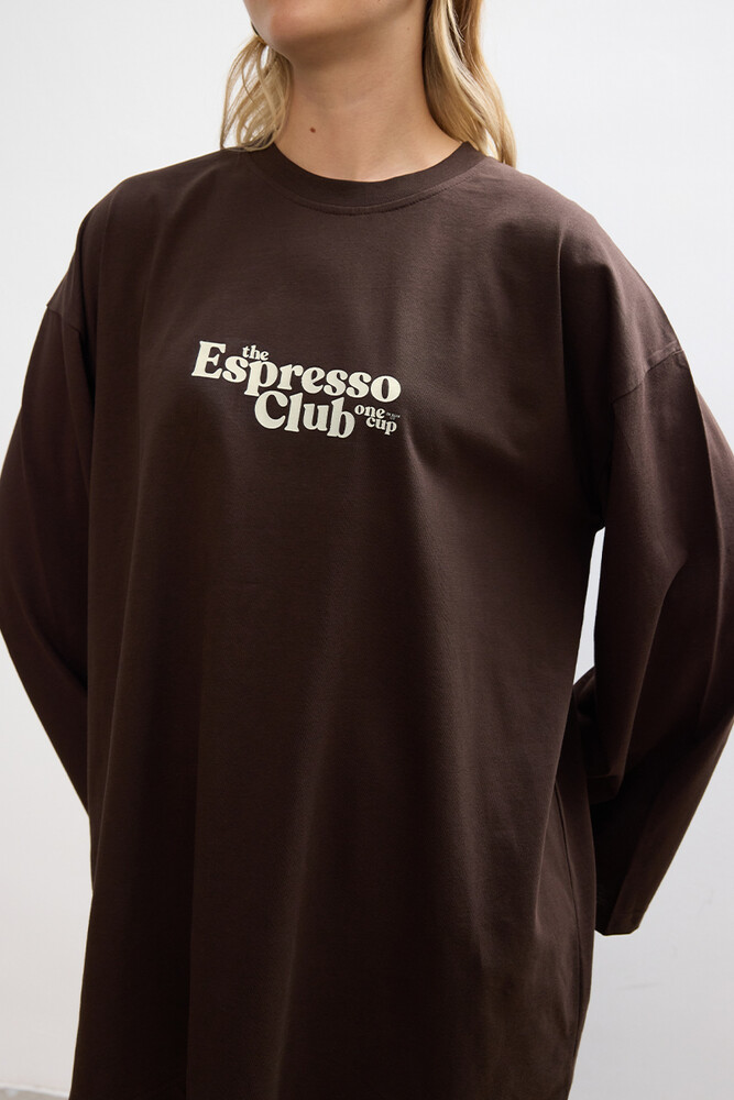 ESPRESSO CLUB UZUN KOLLU T-SHIRT - Thumbnail