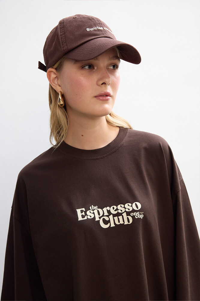 ESPRESSO CLUB UZUN KOLLU T-SHIRT - Thumbnail